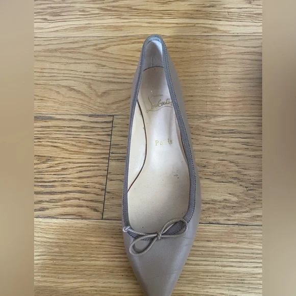 Christian Louboutin Tan Studded Flats